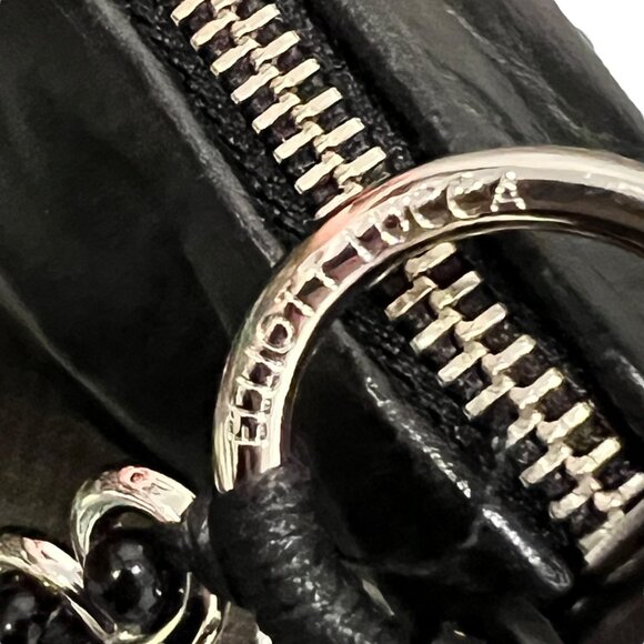 Elliott Lucca Black Leather Handbag With Silver Chain Strap & Zipper Closure - Picture 11 of 13